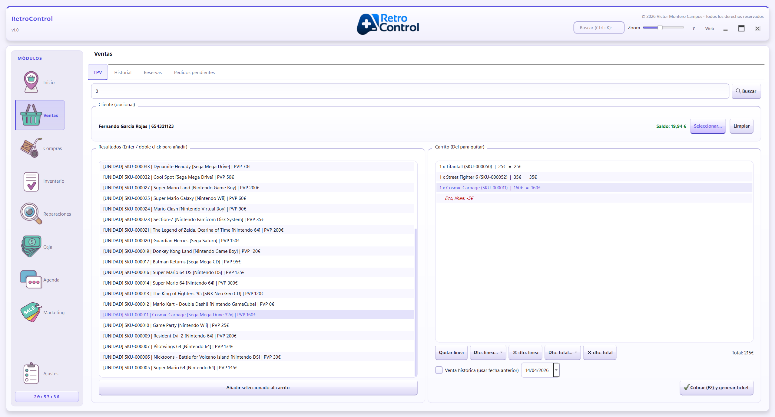 TPV — carrito de venta